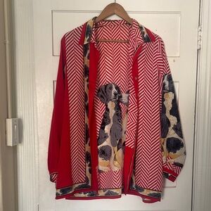 Red and Black Dog Print Shirt